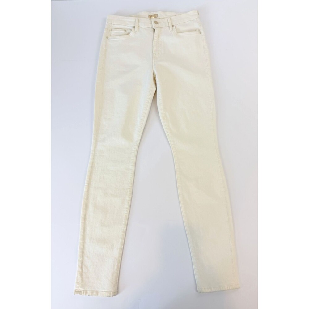 MOTHER The High Waisted Looker Jeans Women’s Ivory White Skinny Made USA